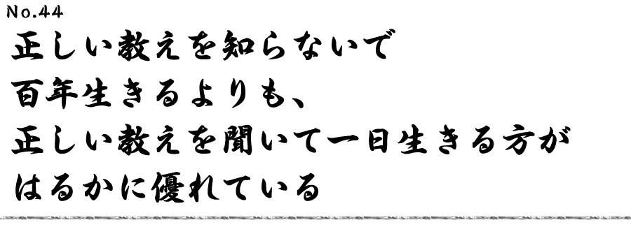 正しい教えを知らないで百年生きるよりも、 正しい教えを聞いて一日生きる方がはるかに優れている