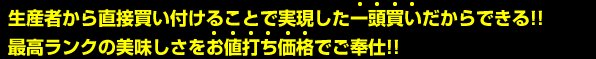 生産者から直接買い付けることで実現した一頭買いだからできる!!最高ランクの美味しさをお値打ち価格でご奉仕!!