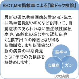 CT,MRI掲載車による『脳ドック検診』